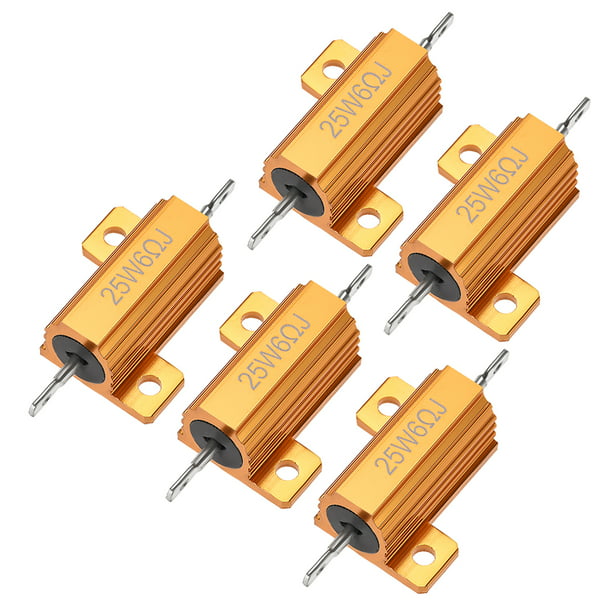 25W 10k Ohm Aluminium Housing Chassis Mount Wirewound Power Resistors Gold 1pcs